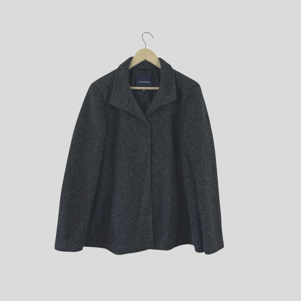 Lands' End 16T 16 Tall Jacket Wool Blend Snap Lined Classic Womens READ